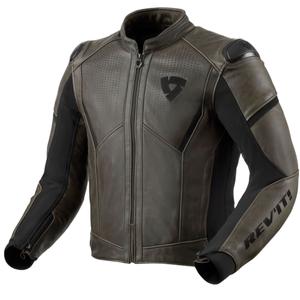 Kožená bunda na motocykel Revit Parallax tmavo olivová