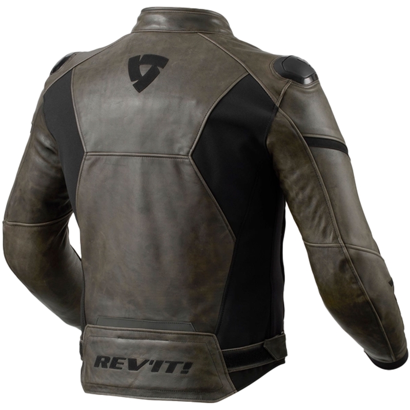 Kožená bunda na motocykel Revit Parallax tmavo olivová
