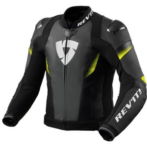 Kožená bunda na motocykel Revit Control čierno-fluorescenčno žltá