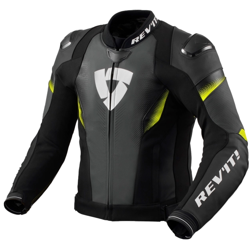 Kožená bunda na motocykel Revit Control čierno-fluorescenčno žltá