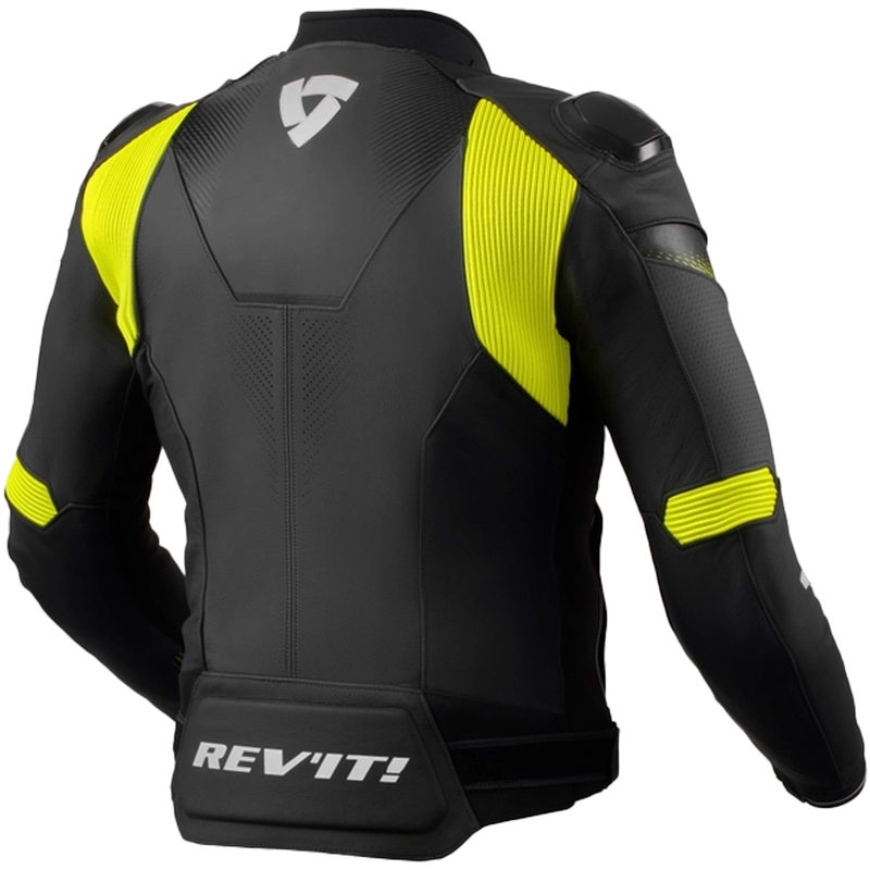 Kožená bunda na motocykel Revit Control čierno-fluorescenčno žltá