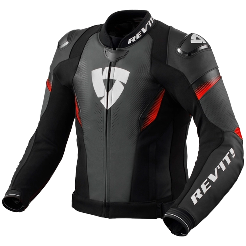 Kožená bunda na motocykel Revit Control čierno-fluorescenčno červená