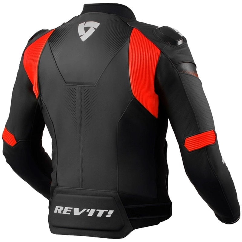 Kožená bunda na motocykel Revit Control čierno-fluorescenčno červená