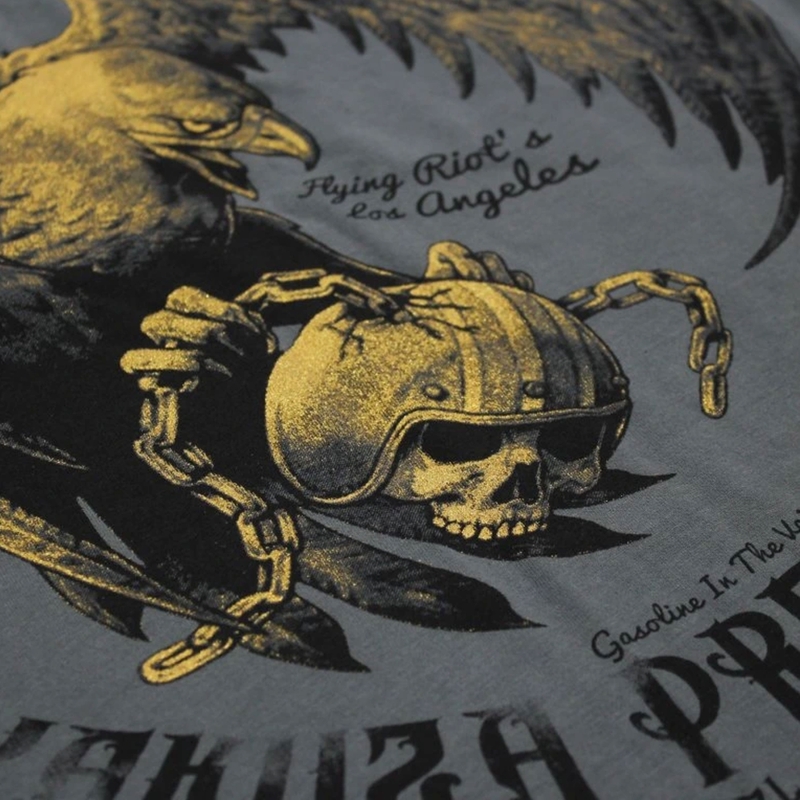 Tričko Yakuza Premium Born To Burn Flying Riots Los Angeles olivovo zelené