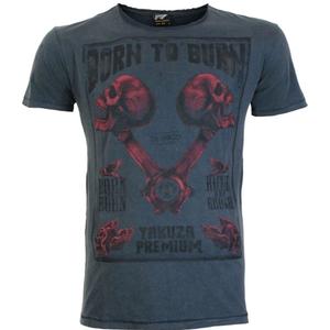 Tričko Yakuza Premium Rude a Rough Born to Burn - Los Angeles modré