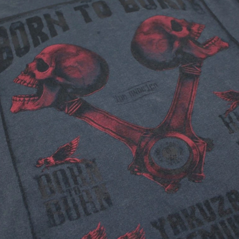 Tričko Yakuza Premium Rude a Rough Born to Burn - Los Angeles modré