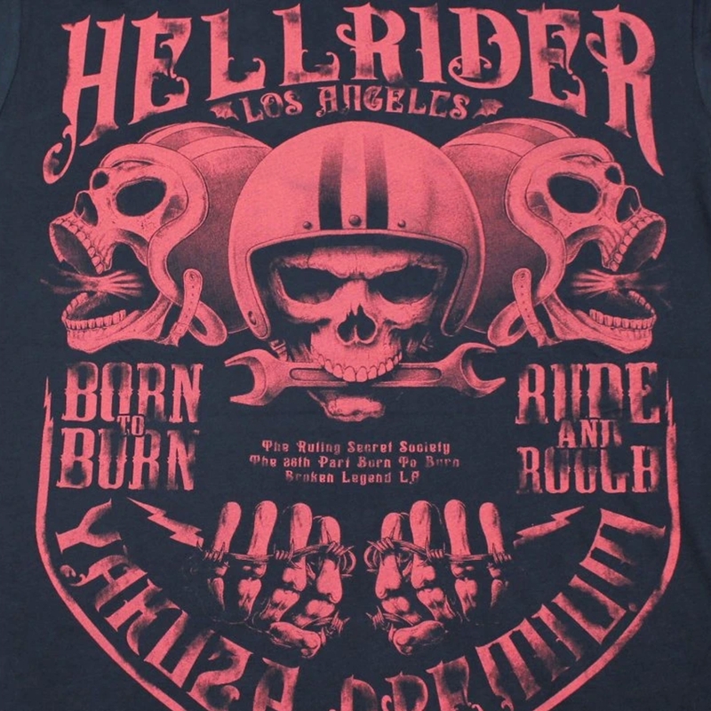Tričko Yakuza Premium Hell Rider - Born to Burn tmavo modré
