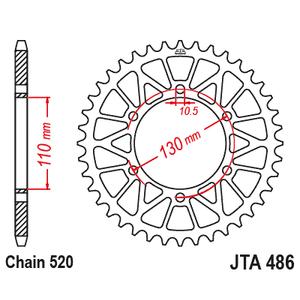 Hliníková reťazová rozeta JT JTA 486-47BLK 47T, 520 čierna