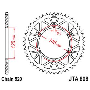 Hliníková reťazová rozeta JT JTA 808-48BLK 48T, 520 čierna