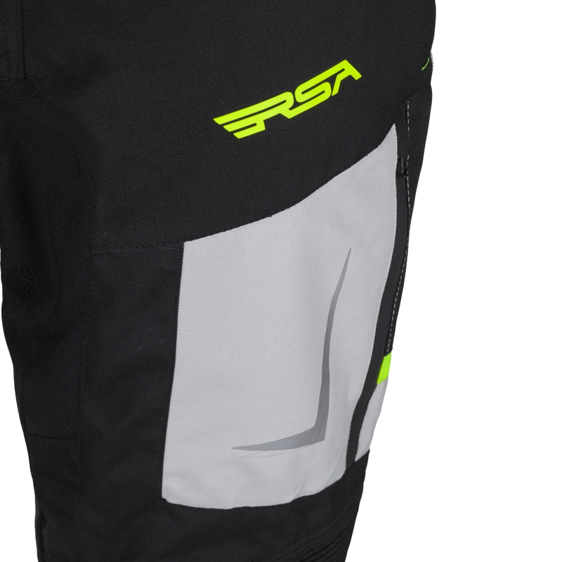 Skrátené nohavice na motorku RSA EXO 2 čierno-šedo-fluo žlté