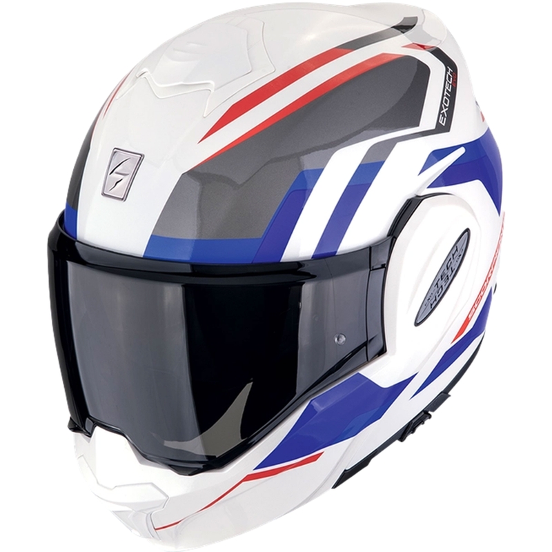 Preklápacia helma na motorku Scorpion EXO-TECH EVO FURIO bielo-červeno-modrá