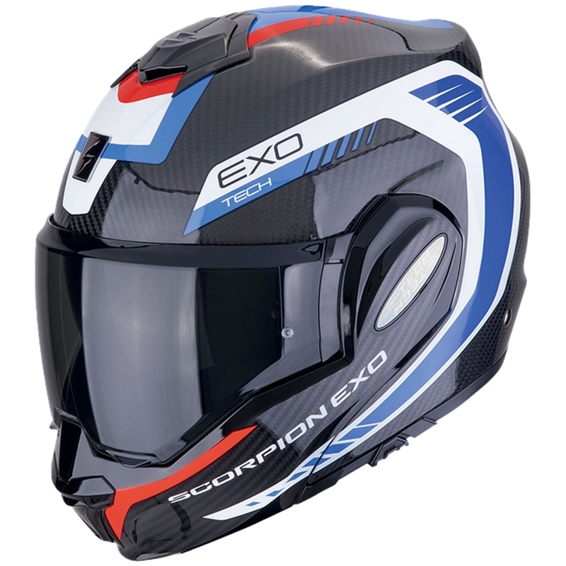 Preklápacia helma na motorku Scorpion EXO-TECH EVO CARBON COSY čierno-modro-červená