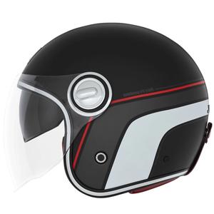 Otvorená prilba na motorku NOX PREMIUM Heritage matná čierno-červeno-biela