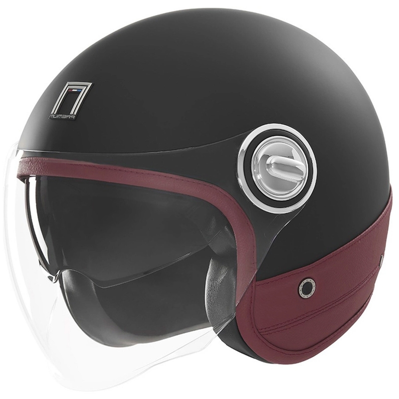 Otvorená prilba na motocykel NOX PREMIUM Heritage matná čierna s červenou kožou