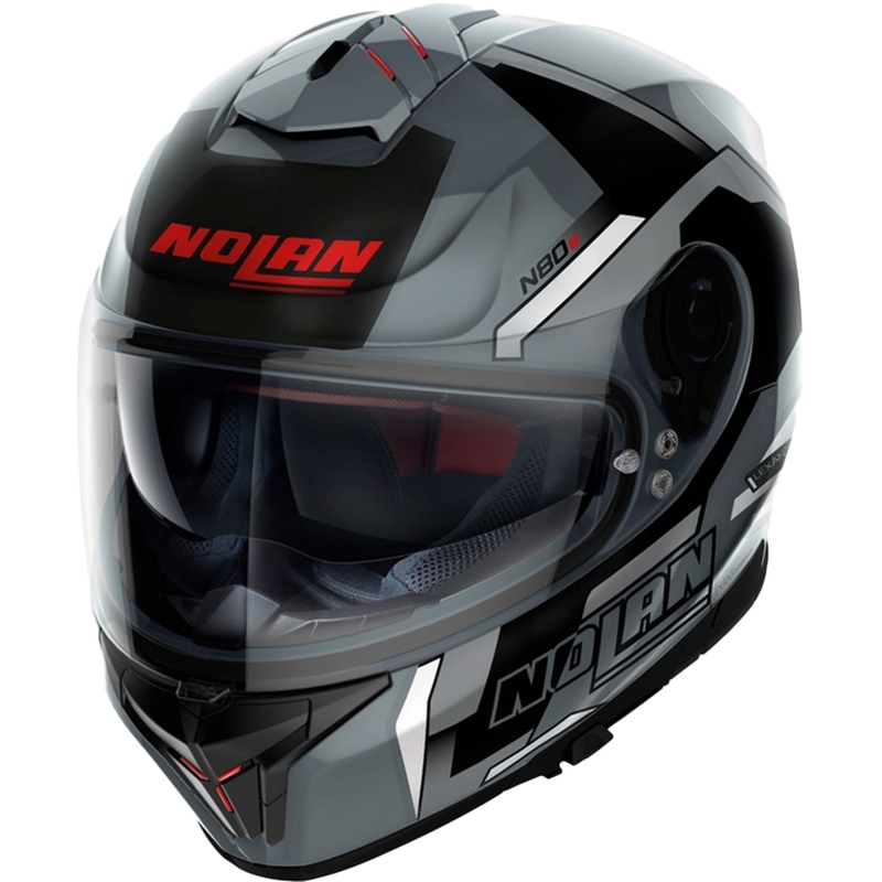 Integrálna helma na motorku Nolan N80-8 Wanted N-com lesklá čierno-sivá