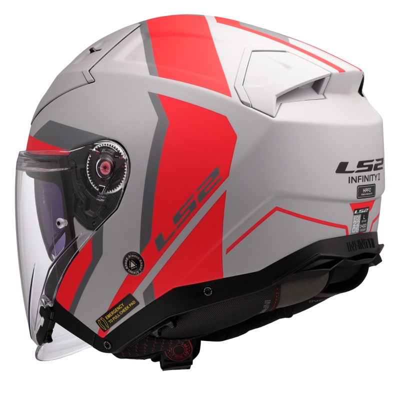 Otvorená prilba na motorku LS2 OF603 Infinity II Focus sivo-červená