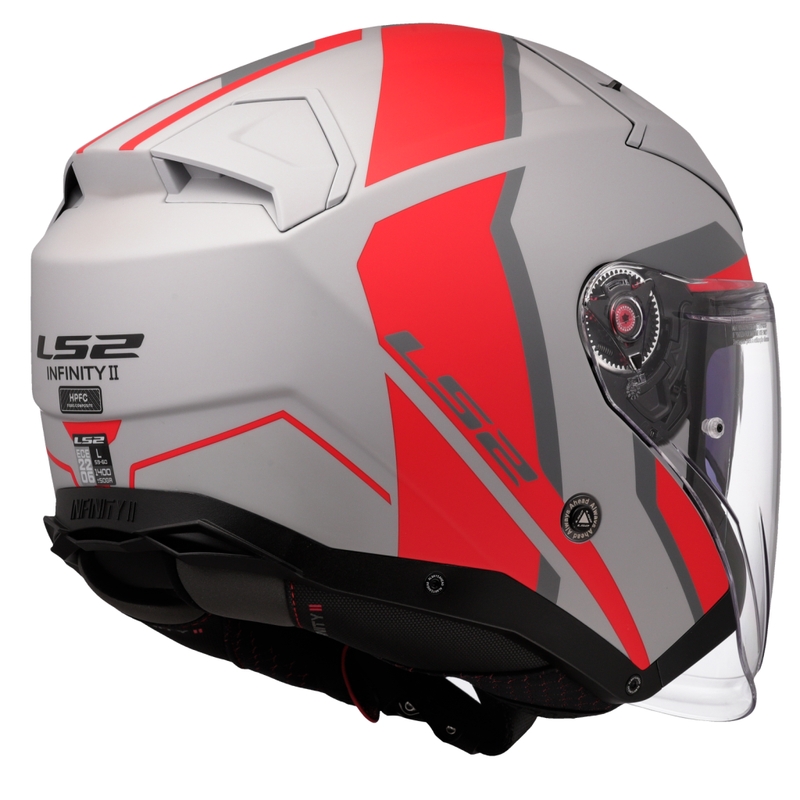 Otvorená prilba na motorku LS2 OF603 Infinity II Focus sivo-červená