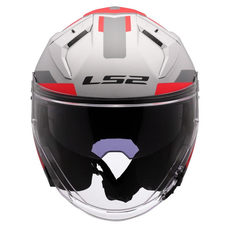 Otvorená prilba na motorku LS2 OF603 Infinity II Focus sivo-červená