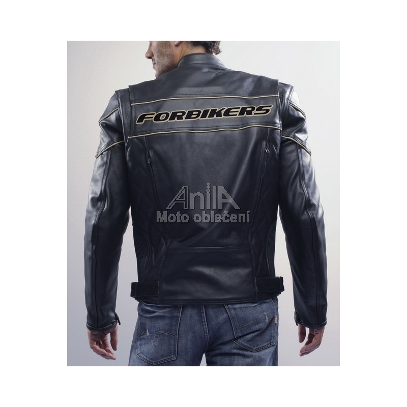 Kožená bunda na motorku ForBikers-Rock - vel. XL