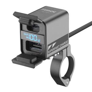 Nabíjačka Interphone USB-C, USB-A s nabíjaním batérie motocykla čierna
