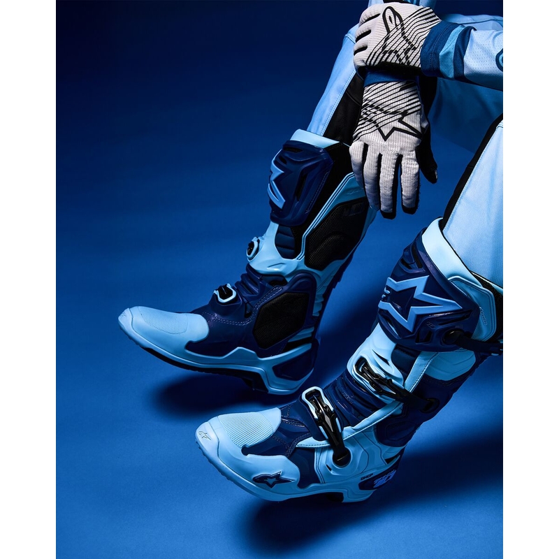 Topánky na motorku Alpinestars Tech 10 limitovaná edícia Steelers modro-svetlo modrá
