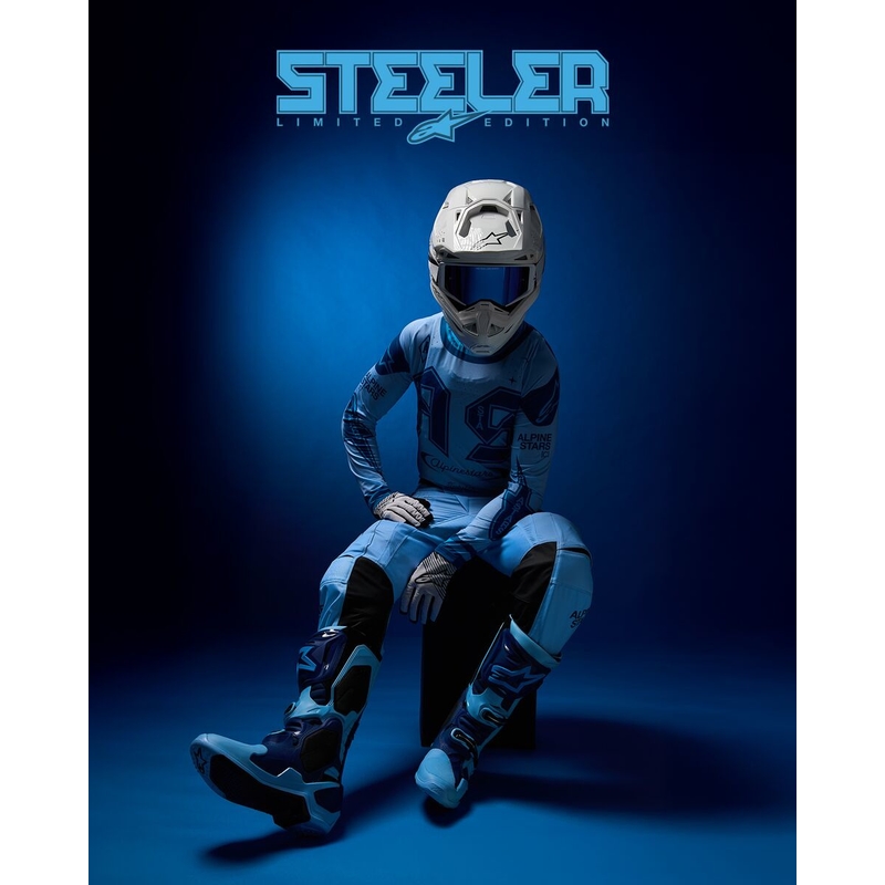 Topánky na motorku Alpinestars Tech 10 limitovaná edícia Steelers modro-svetlo modrá