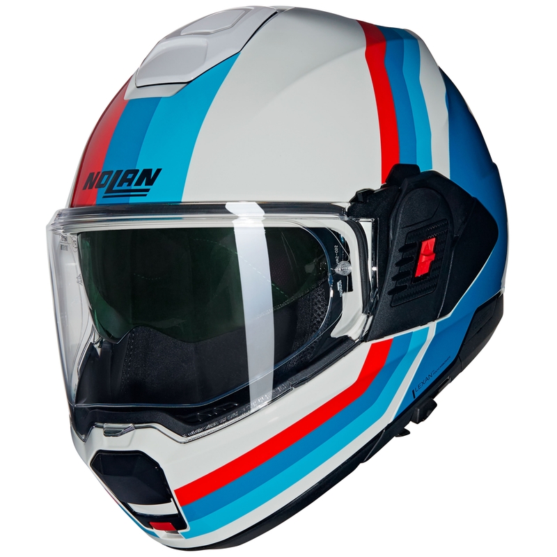 Preklápacia helma na motorku Nolan N120-1 Lineo N-COM 347 bielo-modro-červená