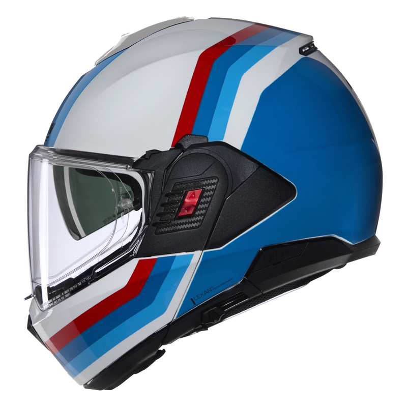 Preklápacia helma na motorku Nolan N120-1 Lineo N-COM 347 bielo-modro-červená
