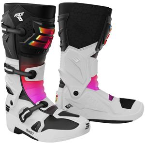 Čižmy na motocykel Shot Race 8 Holographic bielo-čierno-ružové