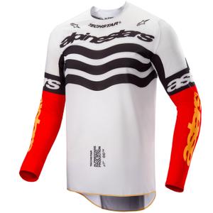 Motokrosový dres Alpinestars Techstar limitovaná edícia Deep čierno-bielo-fluo červeno-oranžový