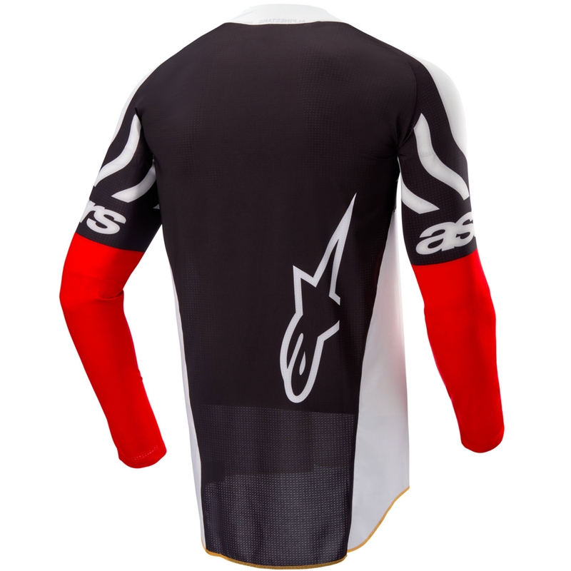 Motokrosový dres Alpinestars Techstar limitovaná edícia Deep čierno-bielo-fluo červeno-oranžový