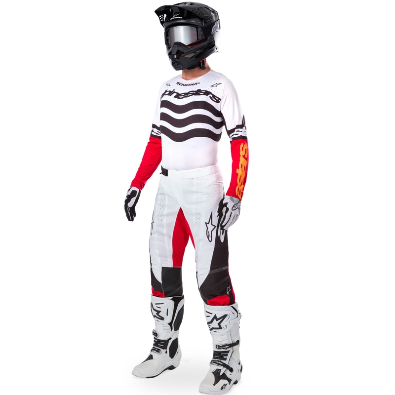 Motokrosový dres Alpinestars Techstar limitovaná edícia Deep čierno-bielo-fluo červeno-oranžový