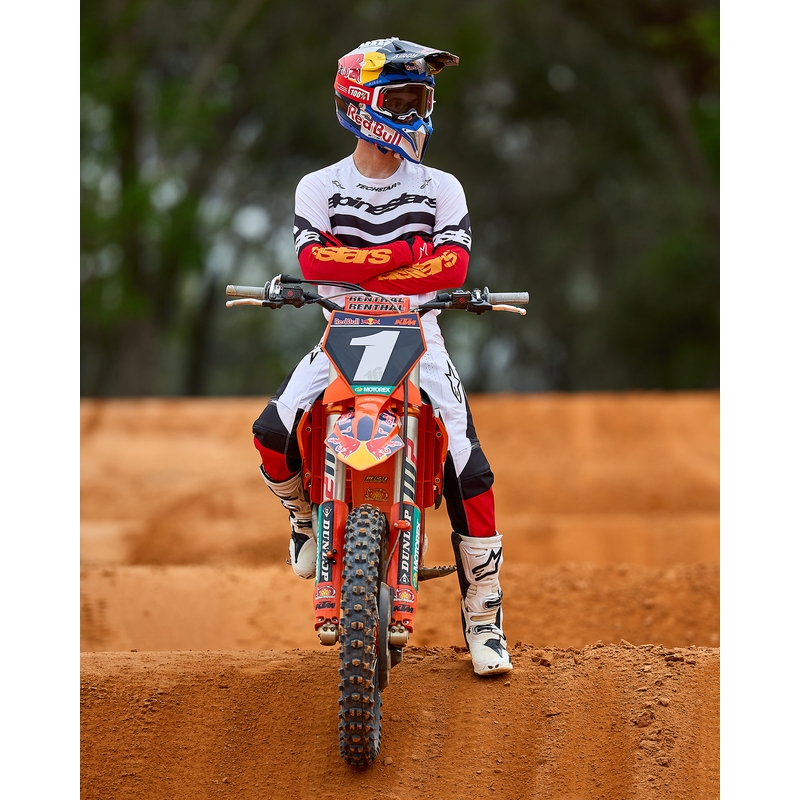 Motokrosový dres Alpinestars Techstar limitovaná edícia Deep čierno-bielo-fluo červeno-oranžový