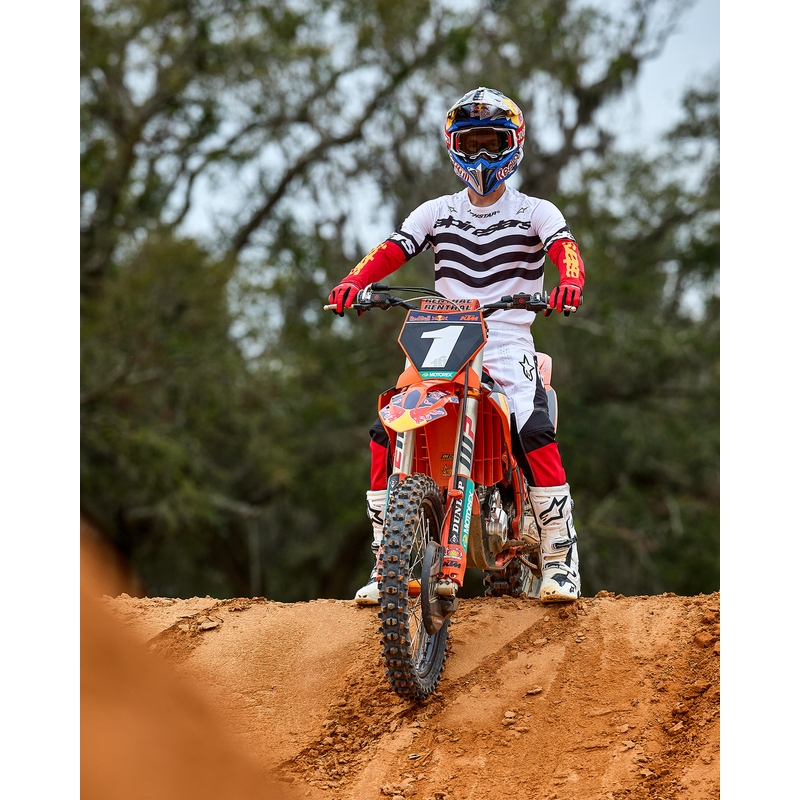 Motokrosový dres Alpinestars Techstar limitovaná edícia Deep čierno-bielo-fluo červeno-oranžový