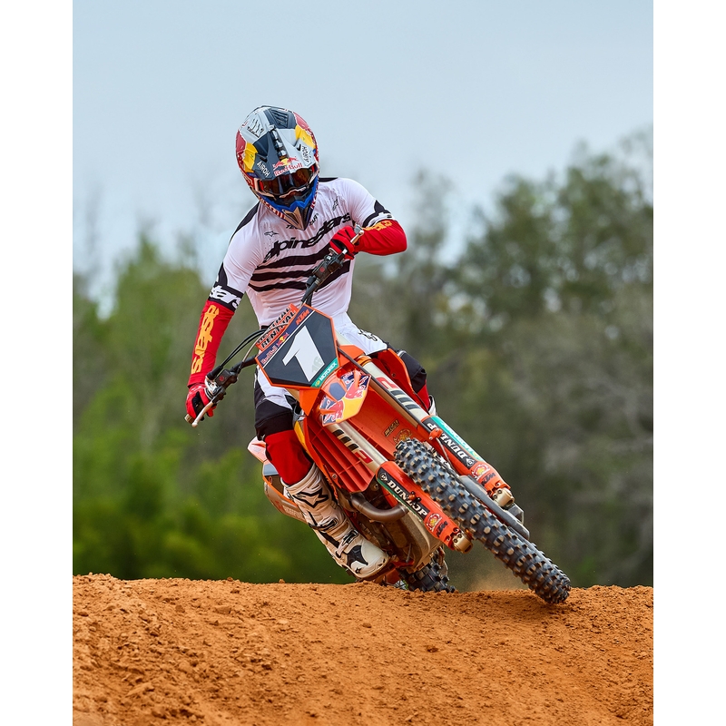 Motokrosový dres Alpinestars Techstar limitovaná edícia Deep čierno-bielo-fluo červeno-oranžový