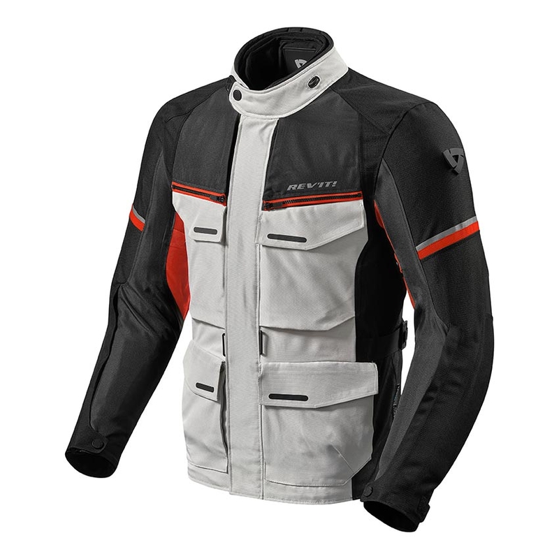 Bunda na motocykel Revit Outback 3 strieborno-červená výpredaj