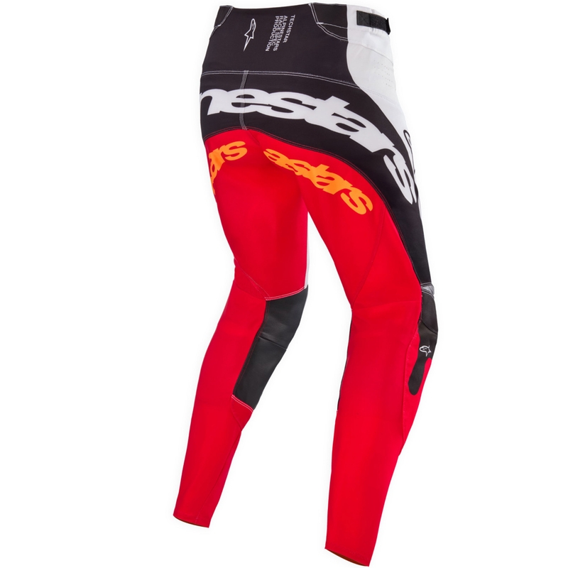 Motokrosové nohavice Alpinestars Techstar limitovaná edícia Deep čierno-bielo-fluo červeno-oranžové