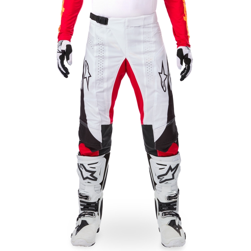 Motokrosové nohavice Alpinestars Techstar limitovaná edícia Deep čierno-bielo-fluo červeno-oranžové