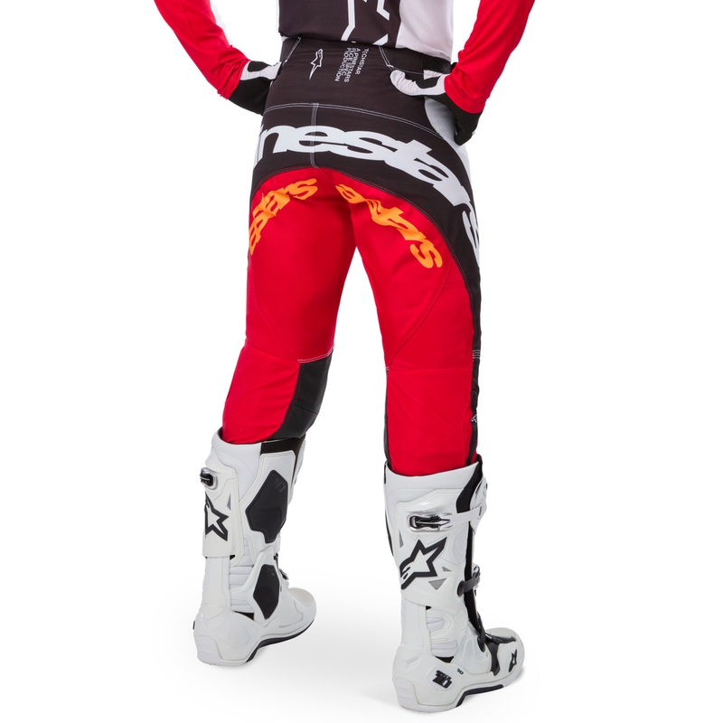 Motokrosové nohavice Alpinestars Techstar limitovaná edícia Deep čierno-bielo-fluo červeno-oranžové