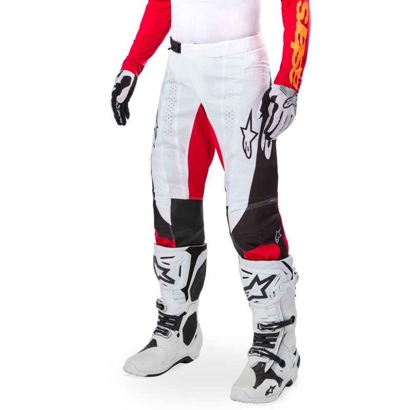 Motokrosové nohavice Alpinestars Techstar limitovaná edícia Deep čierno-bielo-fluo červeno-oranžové