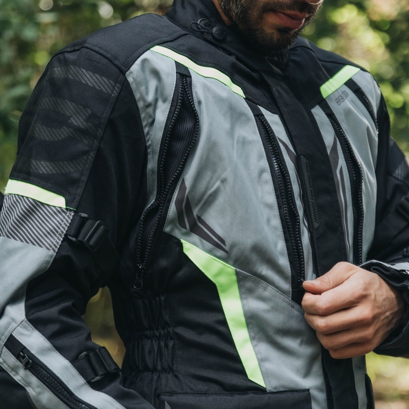 Bunda na motocykel Ozone Tour III čierno-šedo-fluorescenčno žltá