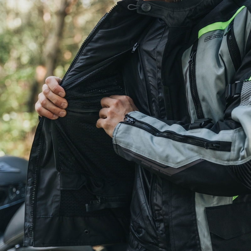 Bunda na motocykel Ozone Tour III čierno-šedo-fluorescenčno žltá