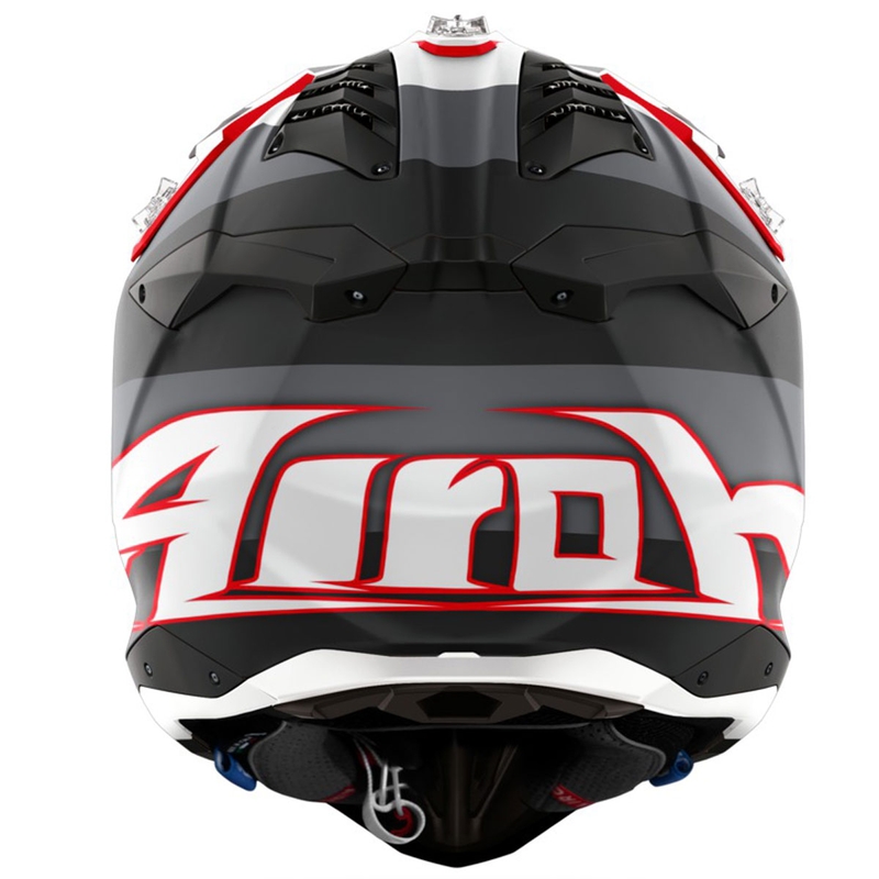 Motokrosová prilba Airoh Aviator 3 Monarch šedo-červená matná