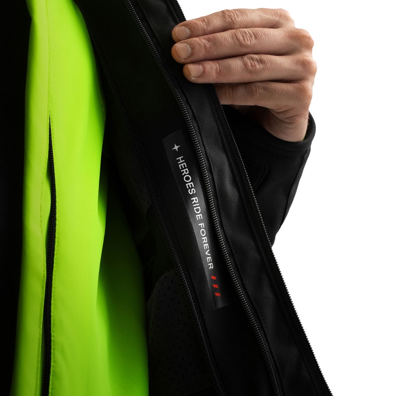 Bunda na motocykel Rebelhorn Borg II čierno-šedo-fluorescenčno žltá