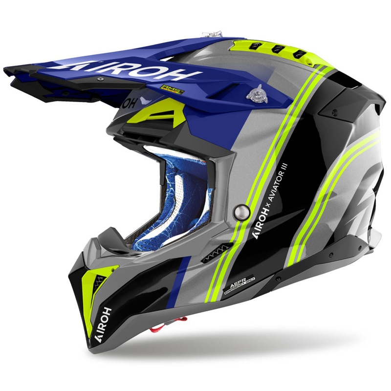 Motokrosová prilba Airoh Aviator 3 Hima modrá lesklá