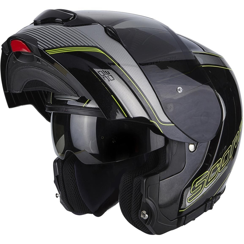 Moto prilba výklopná Scorpion EXO-3000 Stroll čierno-fluo žltá - II. akosť