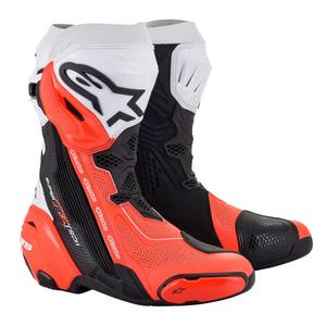 Topánky na motorku Alpinestars Supertech R Vented čierno-bielo-fluo červené - II. akosť