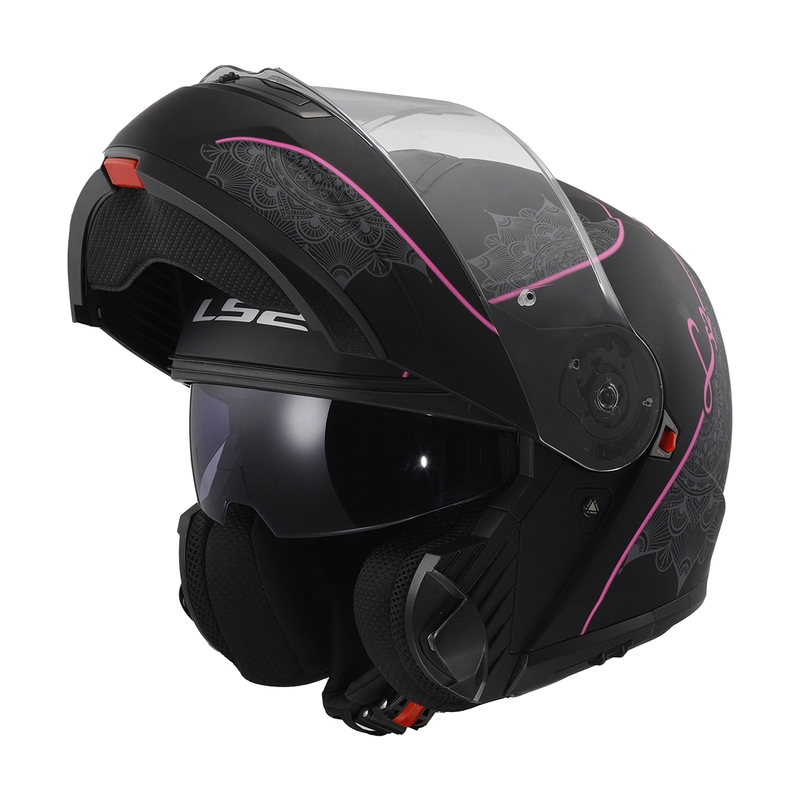 Vyklápacia prilba LS2 FF908 Strobe II Lux čierno-ružová