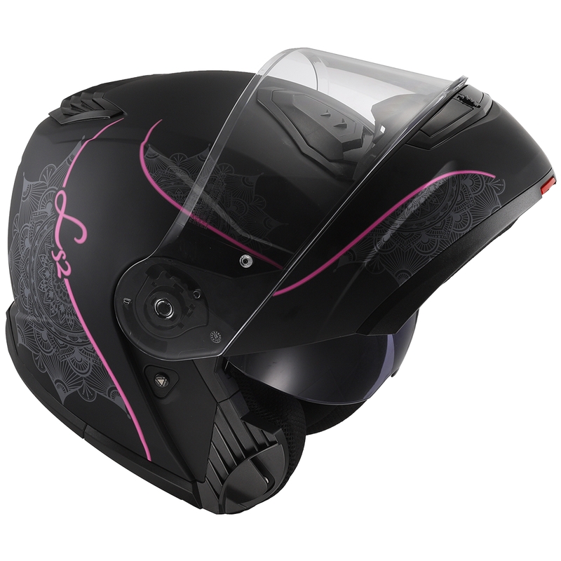 Vyklápacia prilba LS2 FF908 Strobe II Lux čierno-ružová