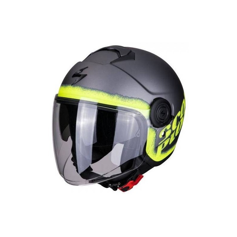 Otvorená prilba na motocykel Scorpion EXO-CITY Blurr strieborno-fluorescenčno žltá